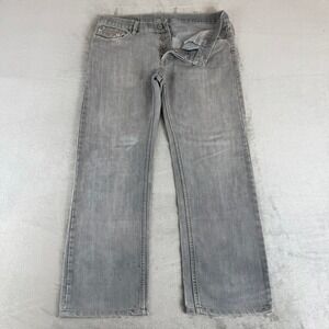 Diesel Straight Leg Jeans Mens 36x30 Gray Denim Distressed Button Fly Italy